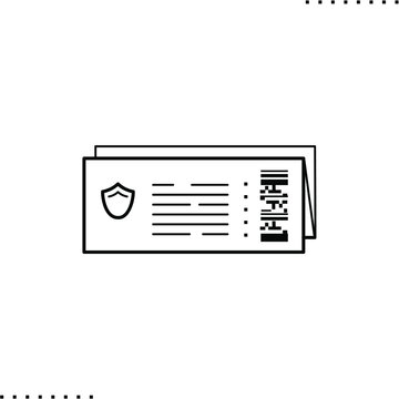 recommend clip art: Print at home ticket, folded paper  vector icon in outlines