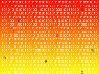 Digital world. Binary code with zeros and ones on a computer screen. Virtual realtiy.