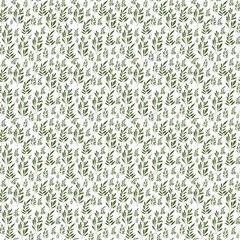 leaves seamless pattern Green branches Vector illustration Print on paper, fabric, ceramic