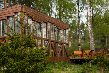 Wooden house in the woods