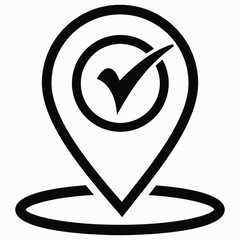 Location and OK icon. A good place. Vector icon.