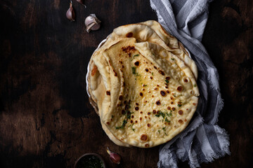 Indian Naan Flatbread made with butter and dill