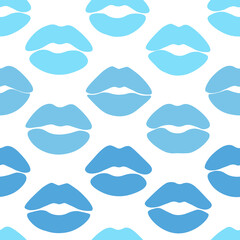 Seamless blue lips silhouettes vector illustration	