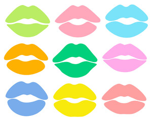 Set lips silhouettes colorful vector illustration	