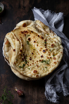 Indian Naan Flatbread made with butter and dill