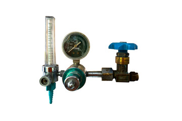 Used Oxygen regulator isolated on white background