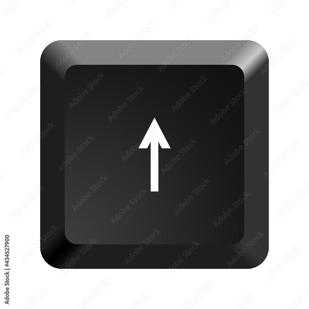 Poster button with up arrow symbol . black computer keyboard. icon vector illustration.