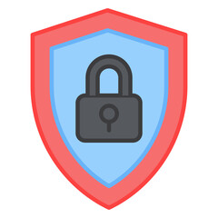 An icon design of padlock inside shield, cybersecurity vector

