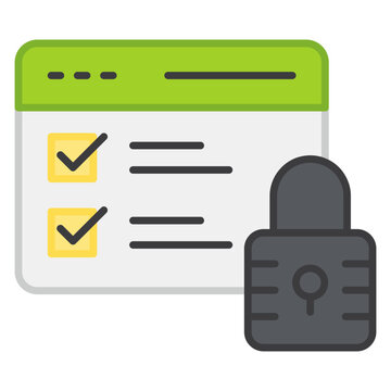 Padlock on web page, flat design of secure website