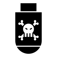 Danger sign on pendrive, solid design of hacked usb