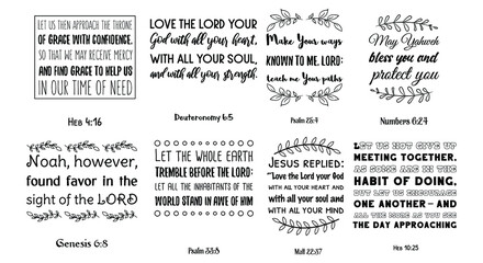 Set of Bible verses. Christian quotes. Scripture bundle
