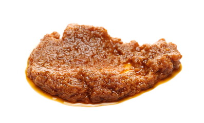 Pesto Rosso tomato with basil dressing, sauce isolated on white background