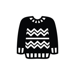 Christmas Xmas Sweater Vector icon in Glyph Style. A Sweater made of wool to keep warm in winter.. Vector illustration icon that can be used for apps, websites, or part of a logo