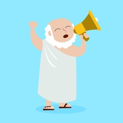 Classic Greek philosopher in cartoon style. Vector illustration. 