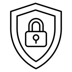 An icon design of padlock inside shield, cybersecurity vector
