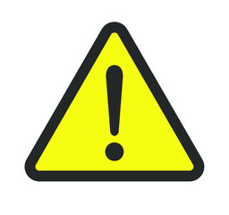 Exclamation mark vector icon. Warning and caution triangle sign. Danger and error logo symbol. Application and web interface image. Clip-art silhouette.