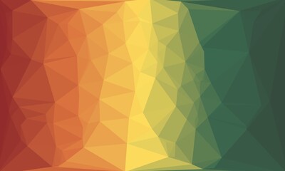 Abstract polygonal backdrop in green, yellow and red colors