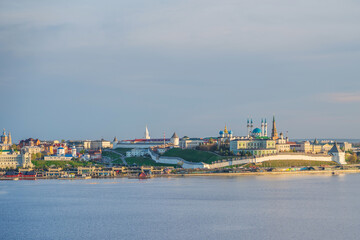 Fototapeta na wymiar Panoramic views of Kazan from a height in summer. Kazan, Russia - 8 May 2021