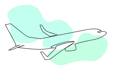 Vector airplane in one line abstract art,blue and white