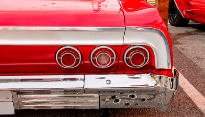 Classical American Vintage car 1964. Detail of back lights car view