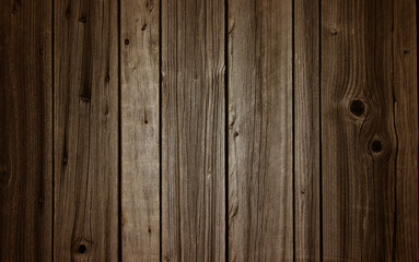 Dark brown background from old wooden boards. For banner design with copy space. 