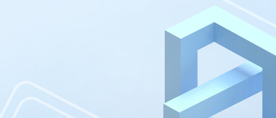 Abstract background and Geometric Shapes concept on Blue background. copy space, Minimal style, digital, banner, website - 3d rendering