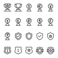 Outline icons for awards.