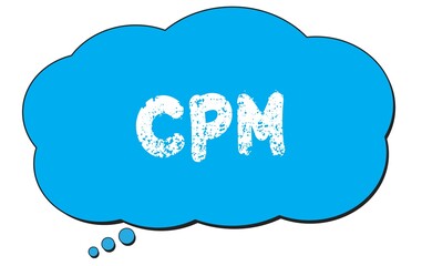 CPM text written on a blue thought bubble.