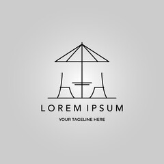 terrace cafe line art icon minimalist outdoor vector logo illustration design