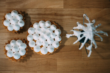 Professional pastry chef preparing the meringue for the cake