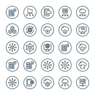 Badge outline icons for big data.
