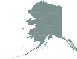 Black highlighted location map of the US Aleutians West Census Area inside gray map of the Federal State of Alaska, USA