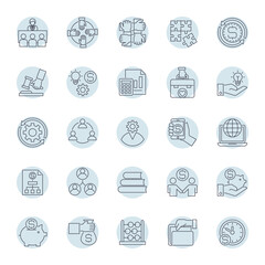 Circle outline icons for business.