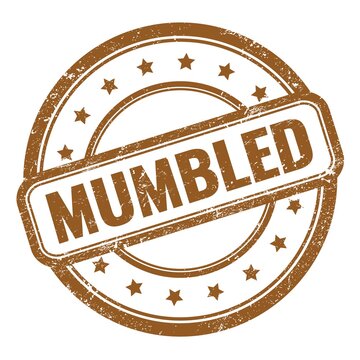 MUMBLED text on brown grungy vintage round stamp.