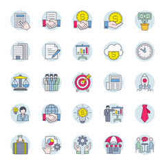 Filled outline icons for business.