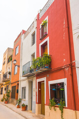 Obraz premium Vilanova d'Alcolea, Castellon province, Valencian Community, Spain. Beautiful historic city center. Typical spanish street and architecture.