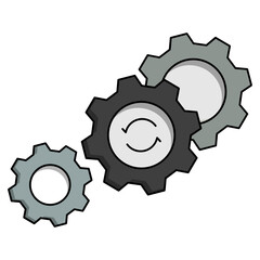 Business consolidation in progress, Bunch of Gears Connected with each Other Vector Color Icon Design, Corporate finance sign, Merger and Acquisition Implementation Process Engine stock illustration