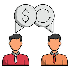 Merger and Acquisition negotiation Concept, Two Businessman bargaining on possible Consolidation stock, M and A Vector Color Icon Design, Corporate finance sign,  Bargain illustration 