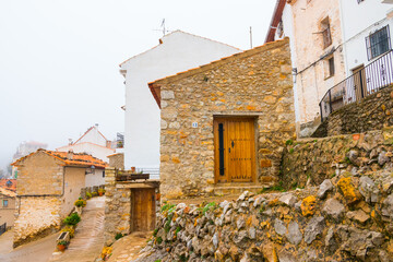 Fototapeta na wymiar Chodos (Xodos), Castellon province, Valencian Community, Spain. Historic village. Beautiful medieval town on the Penyagolosa mountain in the Alcalatén area.