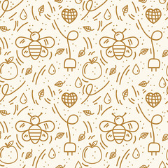 The Background Is Energy-Saving. The pattern is a hand-drawn line of doodle icons. Texture renewable energy for textiles. Cute poster of solar energy, eco, bio, water, carbon. Vector illustration