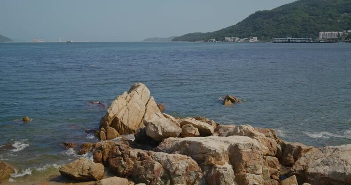 Rock Stone sand beach in Lantau island