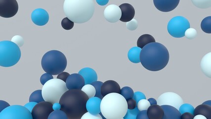 Abstract multicolored spheres minimalistic modern background design balls shapes cold  3d render