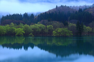 春の錦秋湖