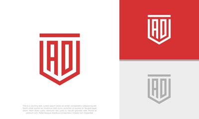 Initials AD. AO logo design. Initial Letter Logo. Shield logo.	
