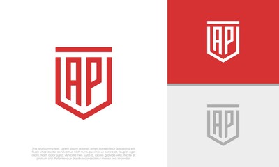 Initials AP logo design. Initial Letter Logo. Shield logo.	
