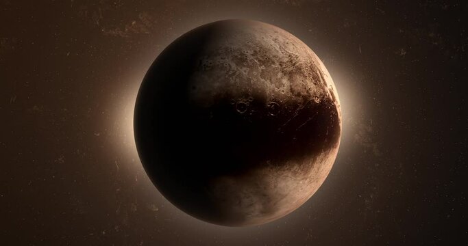 Pluto planet rotating in its own orbit in the outer space