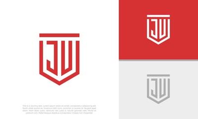 Initials JU. JV logo design. Initial Letter Logo. Shield logo.	
