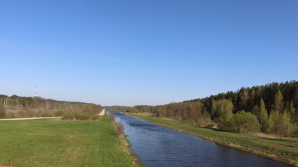 Fototapeta na wymiar amazing view of river channel in spring