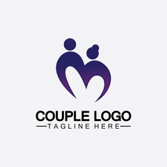 people with love couple vector logo icon  symbol vector. This also represents married couple, husband & wife, bride and bridegroom, live-in partners, lovers, romantic couple, pair