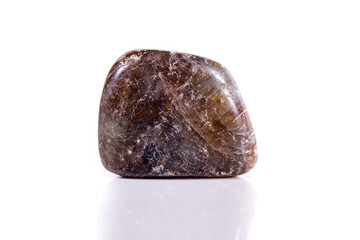 Macro mineral stone Labradorite on white background